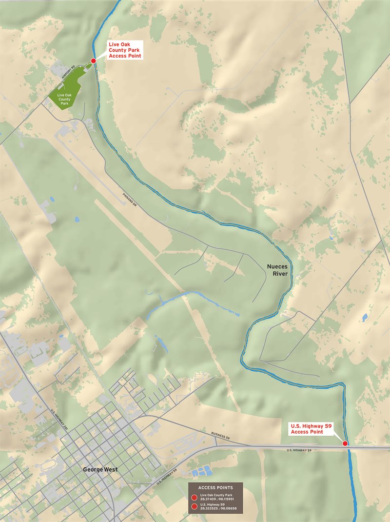 Map of Nueces River Paddling Trail - George West