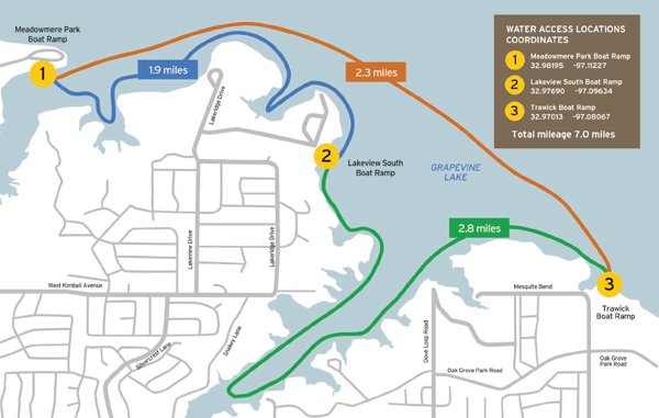 Grapevine Lake Paddling Trail Map