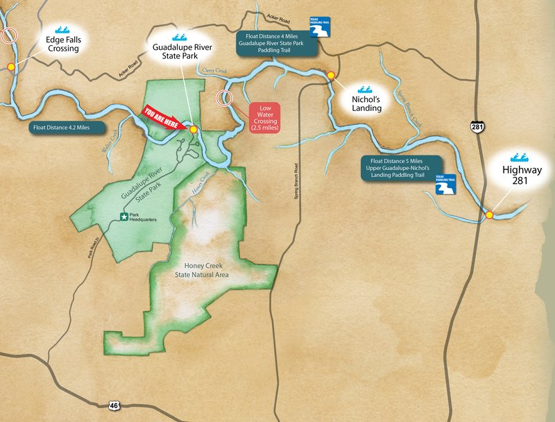 Guadalupe River State Park Paddling Trail - Map