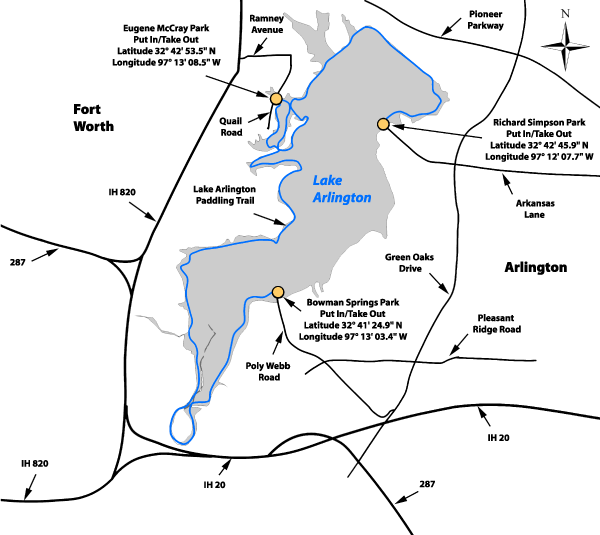 Lake Arlington Paddling Trail - Map