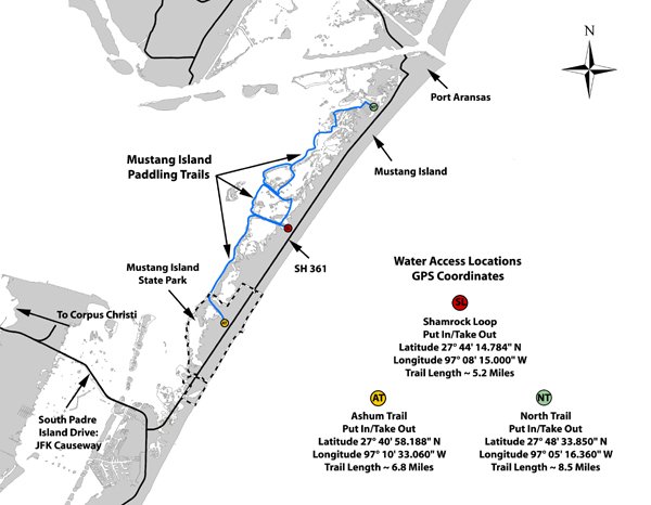 Road Map Mustang Island Paddling Trail